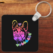 Porte-clés Bulldog français avec trois bulldogs (Verso)