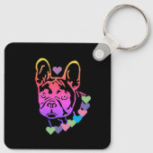 Porte-clés Bulldog français avec trois bulldogs (Dos)