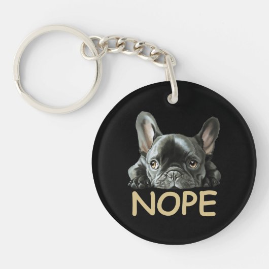 Porte-clés Bulldog français| Cadeaux Frenchie Nope (Devant)