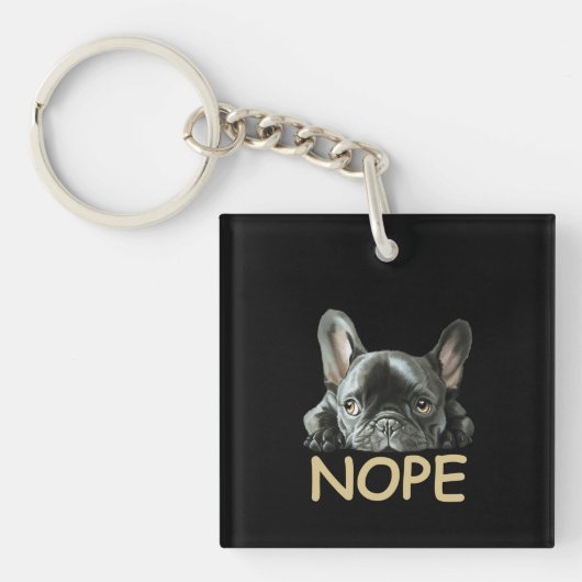Porte-clés Bulldog français| Cadeaux Frenchie Nope (Devant)