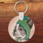 Porte-clés Bulldog Frances con gorro de lana (Recto)