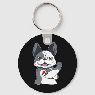 Porte-clés Bulldog Funny J'aime maman tatouage