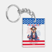 Porte-clés Bulldog Happy 4 juillet Fête de l'Indépendance amé (Devant gauche)