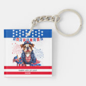 Porte-clés Bulldog Happy 4 juillet Fête de l'Indépendance amé (Dos)