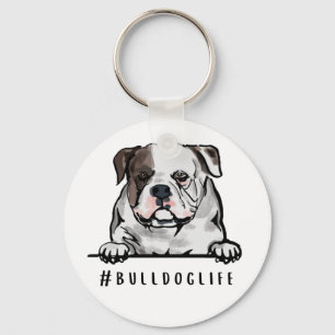Porte-clés Bulldog Life anglais Bulldog Illustration Dessous 