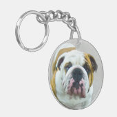 Porte-clés Bulldog Painting - Cute Original Dog Art (Devant gauche)