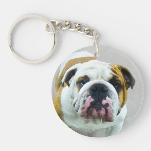 Porte-clés Bulldog Painting - Cute Original Dog Art (Devant)