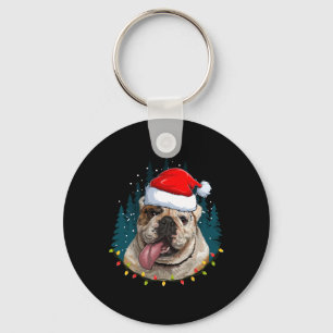 Porte-clés Bulldog portant Noël Noël Noël Noël - Bulldog Love