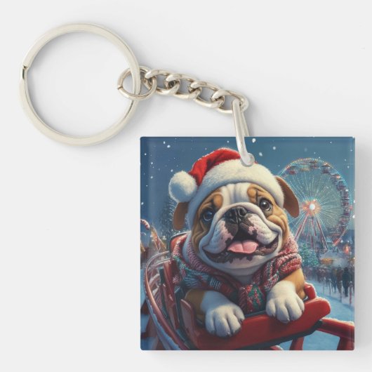 Porte-clés Bulldog Roller Dessous de verre Noël (Devant)