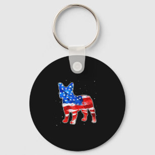 Porte-clés Bulldog Tie Dye Drapeau Américain Patriotique 4 Ju