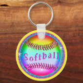Porte-clés BULLE mignon arc-en-ciel Porte - clé softball CHER (Recto)