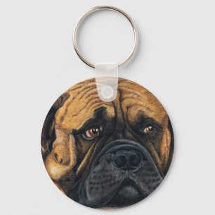 Porte-clés Bullmastiff attendant - art de race de chien