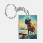 Porte-clés Bullmastiff Beach Surfing Peinture (Devant gauche)
