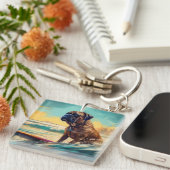 Porte-clés Bullmastiff Beach Surfing Peinture (Devant Droit)