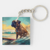 Porte-clés Bullmastiff Beach Surfing Peinture (Dos)