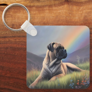 Porte-clés Bullmastiff Chien Nom Personnalisé Rainbow Art Mem