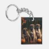 Porte-clés Bullmastiff Chiot Automne Citrouille de plaisir (Devant gauche)