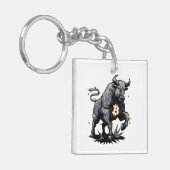 Porte-clés Bullrun crypto bull bitcoin -Modifier le code Qr (Devant gauche)