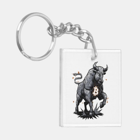 Porte-clés Bullrun crypto bull bitcoin -Modifier le code Qr (Devant gauche)