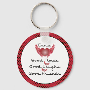Porte-clés Bunco - Bon Temps, Rires, Amis - Coeur Rétro
