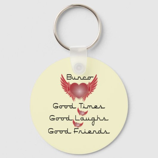 Porte-clés bunco bons moments avec coeur et ailes (Recto)