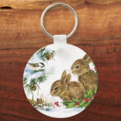 Porte-clés Bunnies et oiseaux Profitez de la neige (Recto)