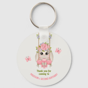 Porte-clés Bunny ballerina floral fille anniversaire Merci