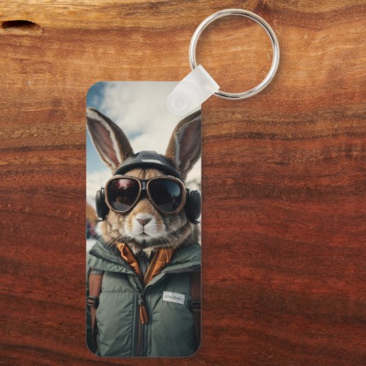Porte-clés Bunny de snowboard Whimsical (Verso)