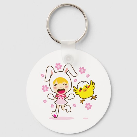 Porte-clés Bunny Girl et petit poussin (Recto)