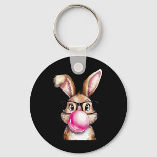 Porte-clés Bunny Lapin soufflant la bulle gomme Jour de Pâque