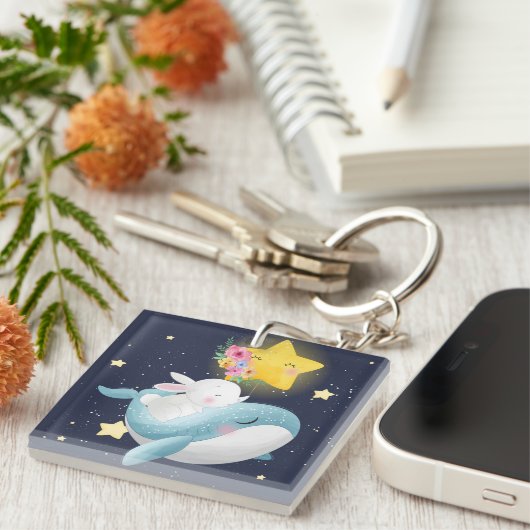 Porte-clés Bunny Riding Un Porte - clé De Baleine (Devant Droit)