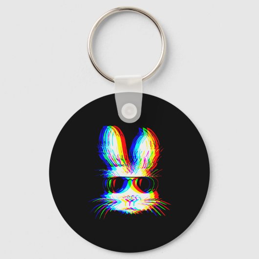 Porte-clés Bunny Trippy Varwave Easter Techno Rave Edm Music (Recto)