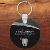 Porte-clés Bureau de dentiste de monogramme - gris noir et ar (Verso)