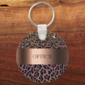 Porte-clés Bureau en bronze noir motif léopard (Recto)