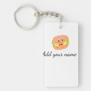 Porte-clés burger orange aquarelle ajouter nom texte frites n
