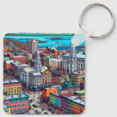 Porte-clés Burlington, Vermont Comic Style Art (Dos)