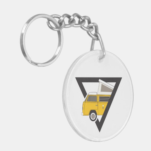 Porte-clés bus jaune classique triangle (Devant gauche)