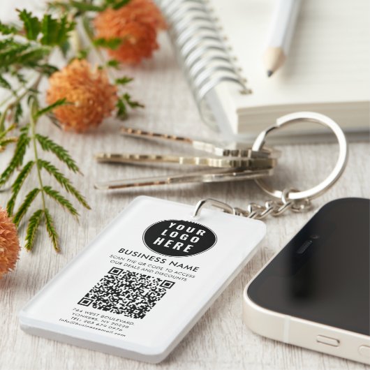 Porte-clés Business Logo and QR Code Modern (Devant droit)