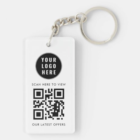 Porte-clés Business Logo Scan QR Code Simple Custom (Dos)