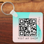 Porte-clés Business QR Code dégradé Monogramme Pastel (Recto)