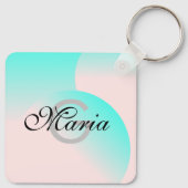 Porte-clés Business QR Code dégradé Monogramme Pastel (Dos)