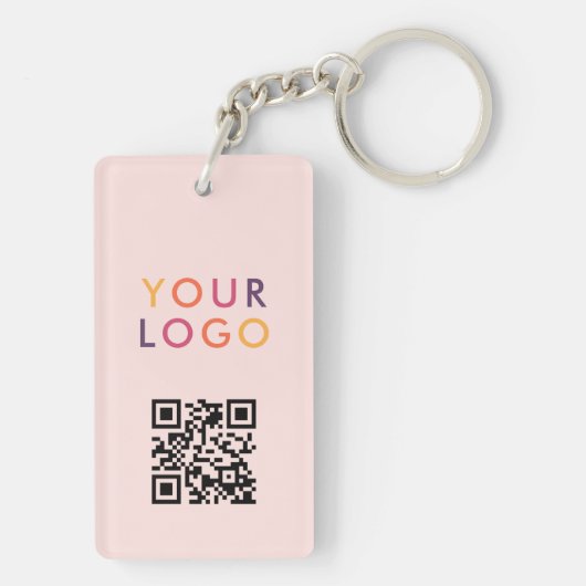 Porte-clés Business QR Code Logo Blush Pink (Dos)