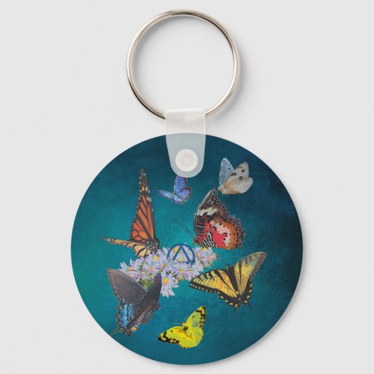Porte-clés butterflies sobriety symbol acrylic round keychain (Recto)