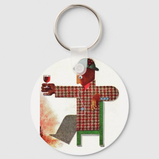 Porte-clés buveur de vin AKA oenophile (Recto)