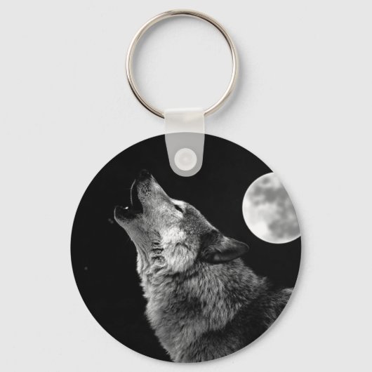 Porte-clés BW Wolf Howling at Moon (Recto)