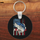 Porte-clés Byss Fish Us Drapeau Américain Pêche Poisson Patri (Recto)