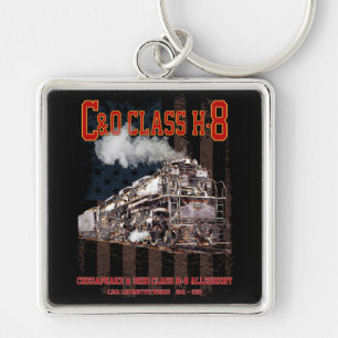 Porte-clés C&O Classe H-8 Locomotive Allegheny - Drapeau amér