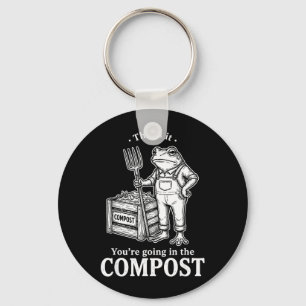 Porte-clés Ça va dans le compost grenouille jardinage drôle