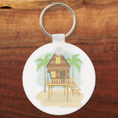 Porte-clés Cabane de plage tropicale planches de surf et palm (Recto)