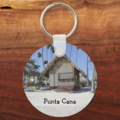 Porte-clés cabane d'herbe sur une plage tropicale (Recto)